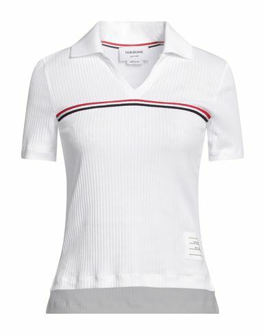 Thom Browne Woman Polo shirt White Cotton, Elastane Cover