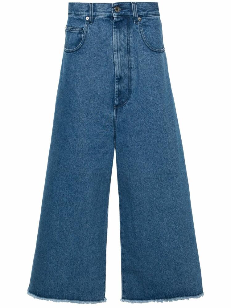 LỰU ĐẠN wide-leg cropped jeans - Blue Cover