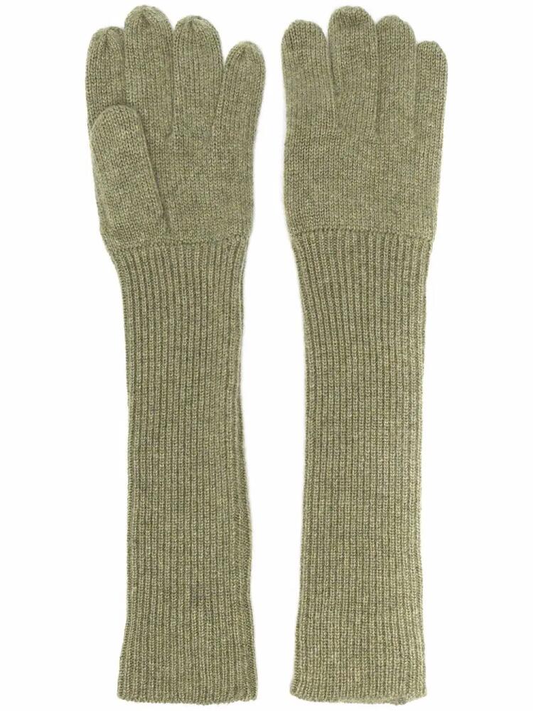 ASPESI ribbed-knit cashmere gloves - Green Cover