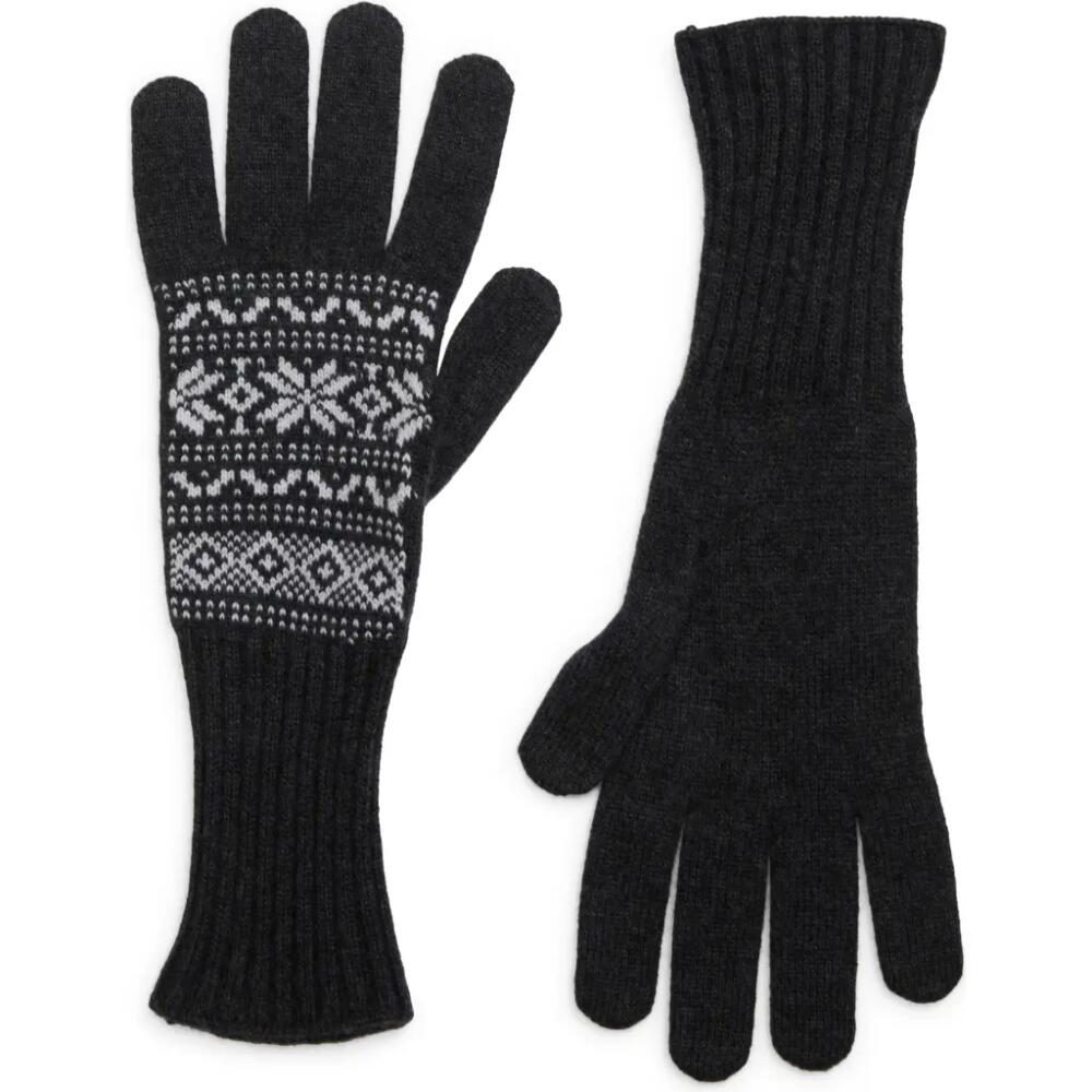 Eleventy Norwegian Fair Isle Cashmere Knit Gloves in Carbon And White Cover