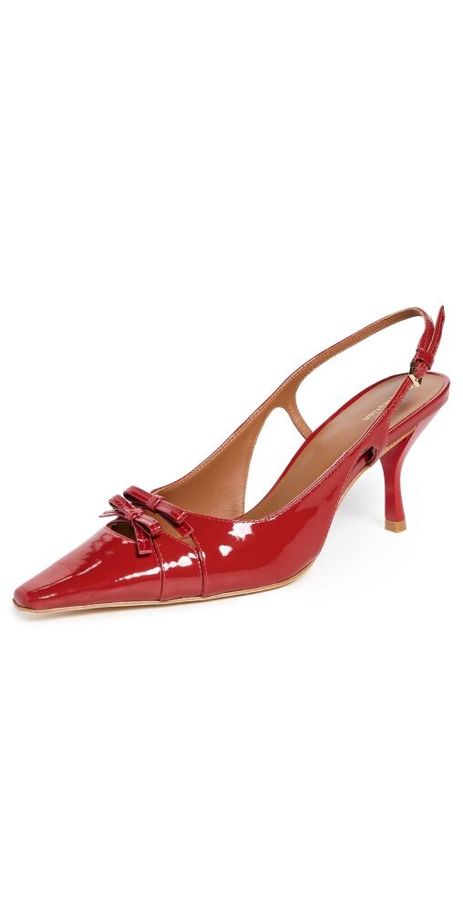 Reformation Noreen Bow Slingback Heels Scarlet Patent Cover