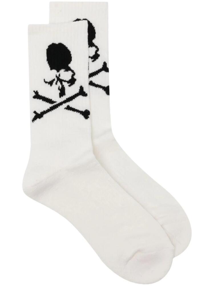 Mastermind Japan logo-jacquard ribbed-knit socks - White Cover