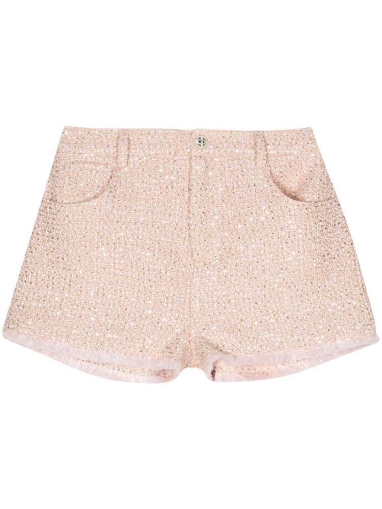 TWINSET sequin-embellished bouclé shorts - Pink Cover