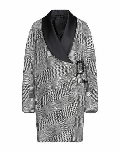 Ermanno Scervino Woman Coat Black Linen, Virgin Wool, Fiberglass Cover