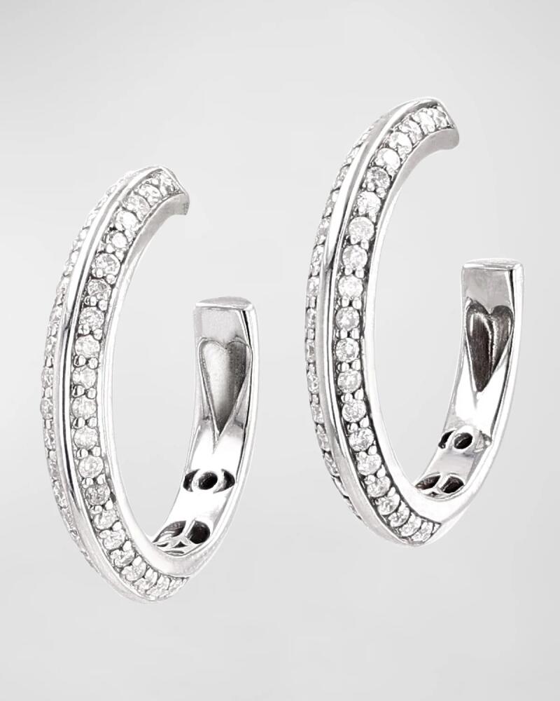 Sheryl Lowe Sterling Silver Knife Hoop Diamond Earrings Cover