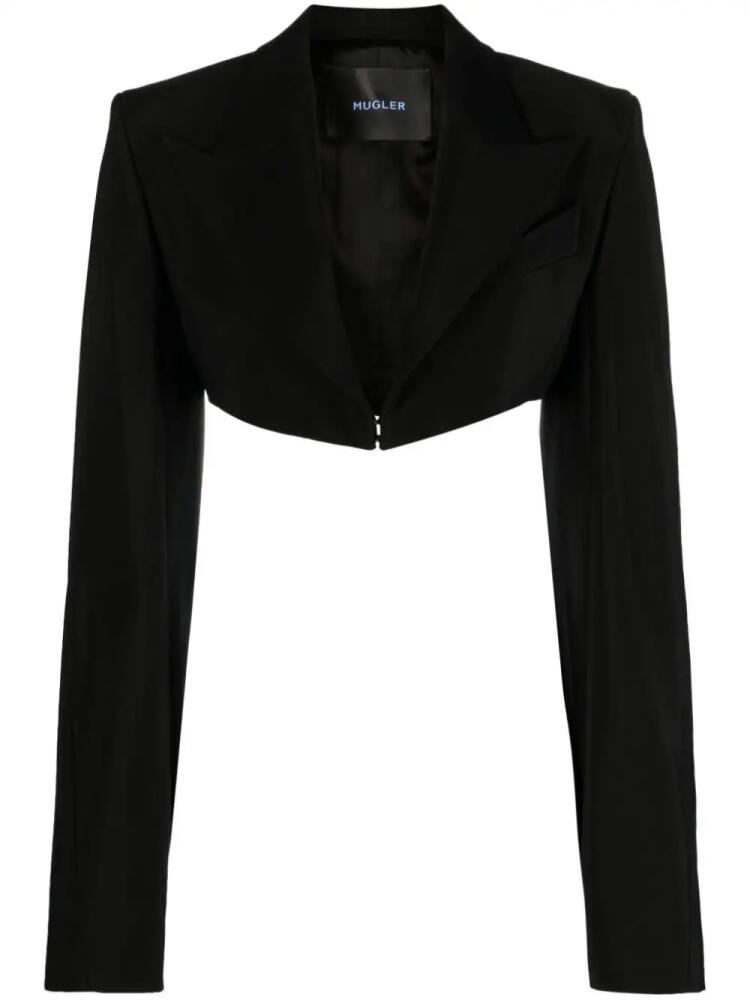 Mugler cropped twill blazer - Black Cover