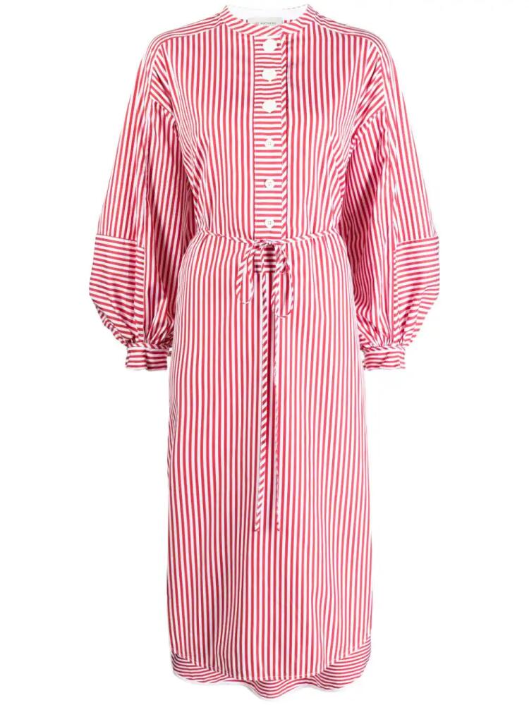 Lee Mathews striped cotton midi dress - Red Cover