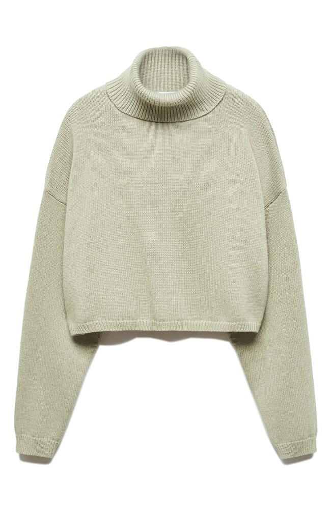 MANGO Turtleneck Crop Sweater in Khaki Green Cover