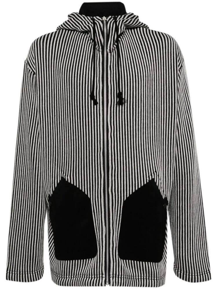 Junya Watanabe MAN striped knitted hoodie - Black Cover