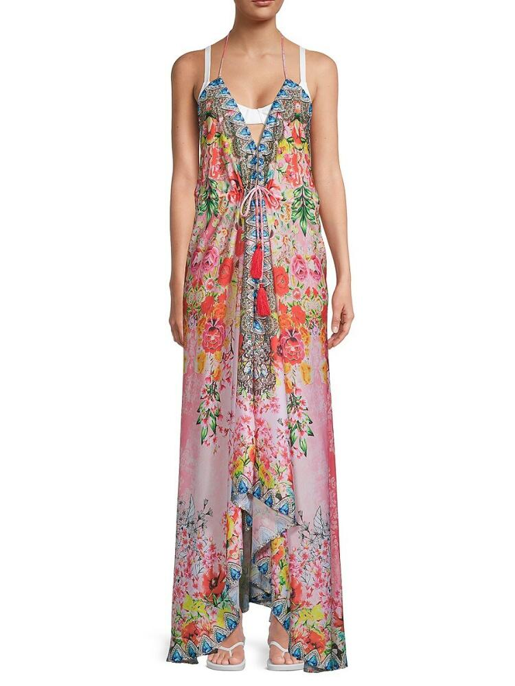 Ranee's Women's Floral Tassel-Tie Maxi Cover-Up Dress - Pink Cover