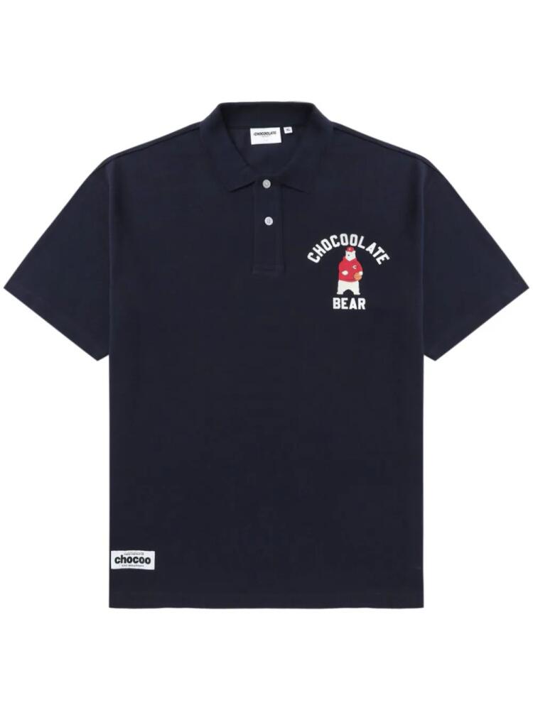 CHOCOOLATE logo-print cotton polo shirt - Blue Cover