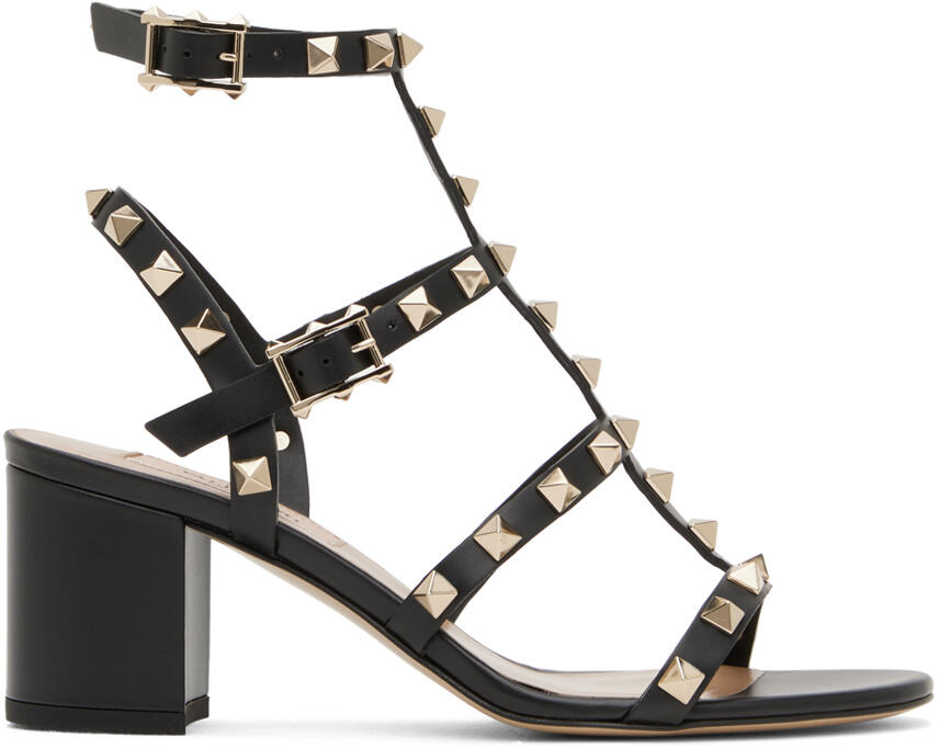 Valentino Garavani Black Rockstud Heeled Sandals Cover