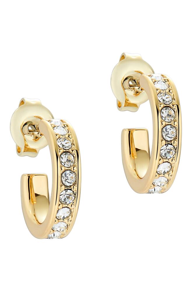 Ted Baker London Seenita Nano Huggie Hoop Earrings in Gold Tone Clear Crystal Cover