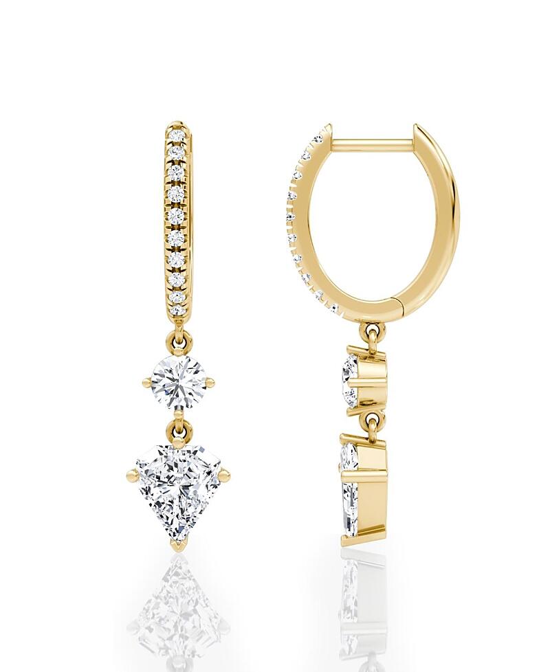 Vrai Duo Drop Pave Huggie Earrings in 14K Gold/White Gold, 2.0ctw Shield Lab Grown Diamonds Cover