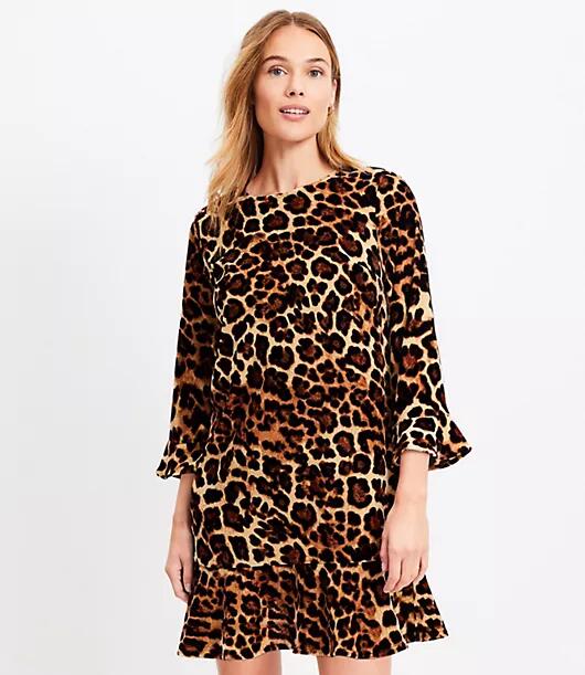 Loft Petite Leopard Print Flounce Mini Dress Cover