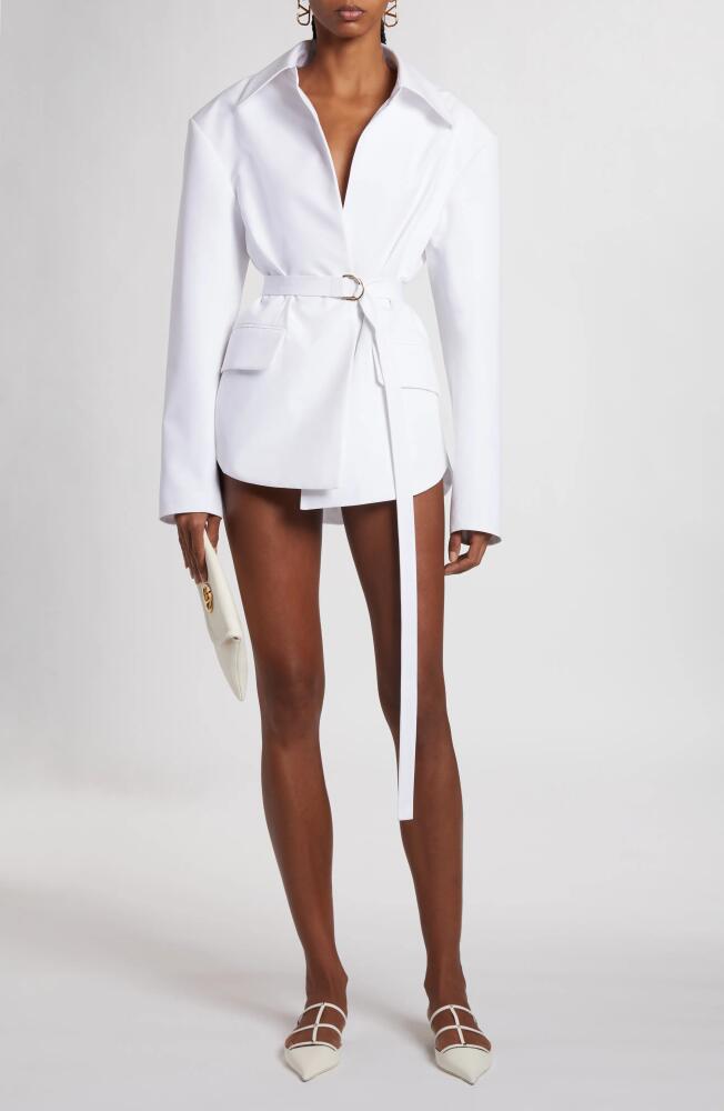 Valentino Garavani Belted Cotton Wrap Jacket in Bianco Ottico Cover