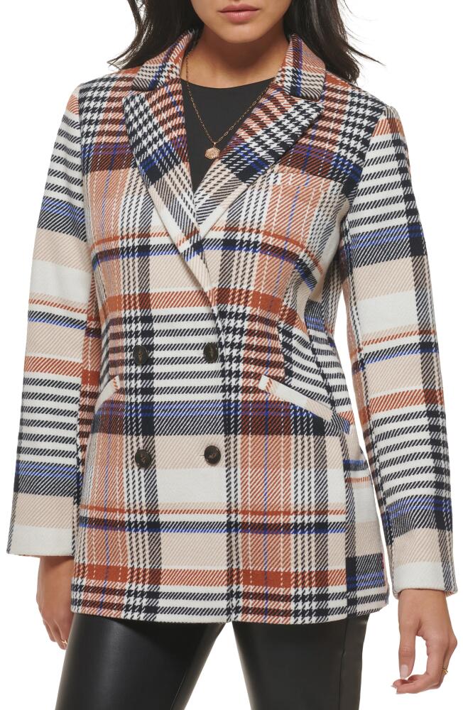 levi's Double Breasted Wool Blend Blazer in Cream/Rust/Navy Plaid Cover