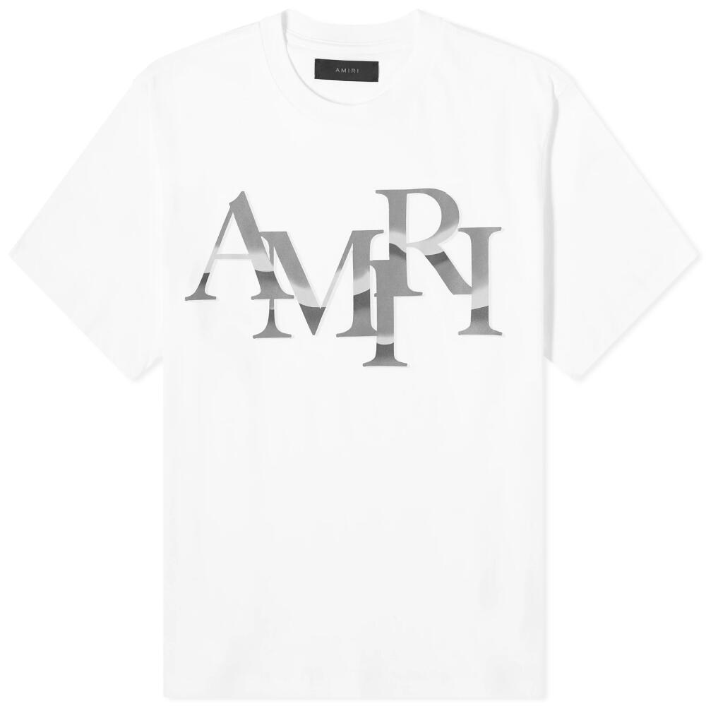 AMIRI Men's Chrome Staggered Logo T-Shirt in White Cover