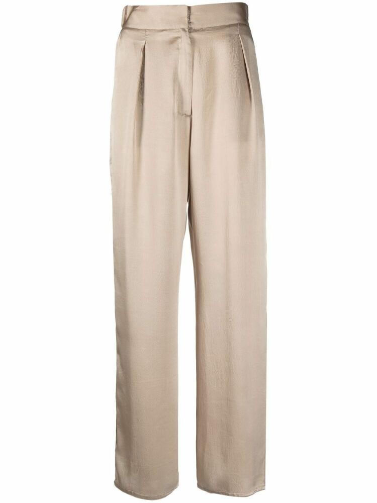 Dusan cropped silk palazzo pants - Neutrals Cover