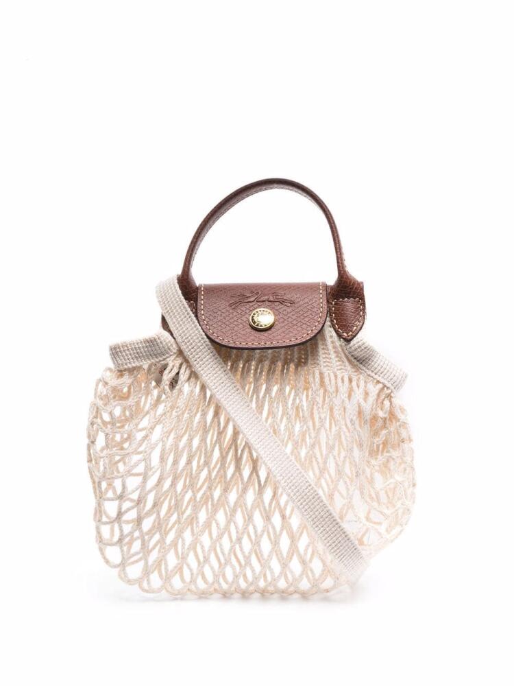 Longchamp Le Pliage Filet knitted mesh cross-body bag - Neutrals Cover