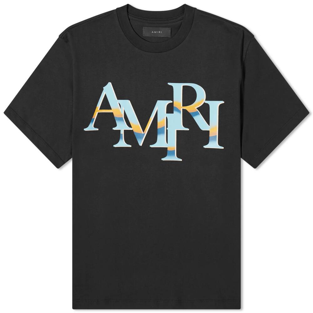 AMIRI Men's Chrome Staggered Logo T-Shirt in Black Cover