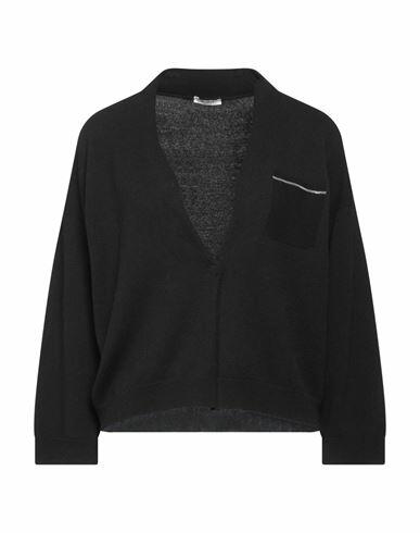 Peserico Woman Cardigan Black Virgin Wool, Silk, Cashmere Cover