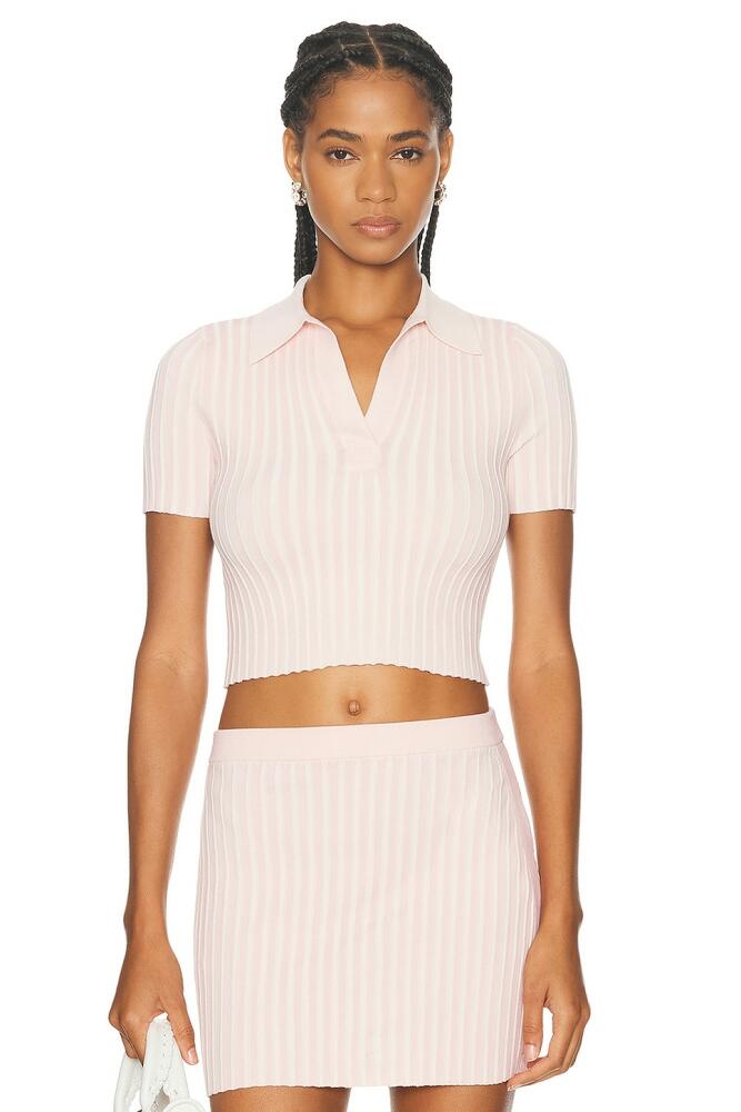 Alexander Wang Ribbed Polo Top in Pink Cover