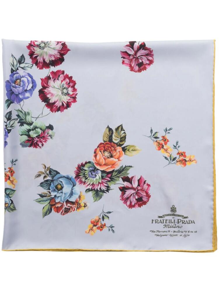 Prada floral-print twill scarf - Grey Cover