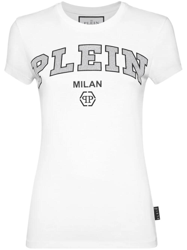 Philipp Plein crystal-logo cotton t-shirt - White Cover