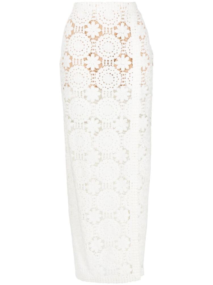 Elie Saab lace crochet midi skirt - White Cover