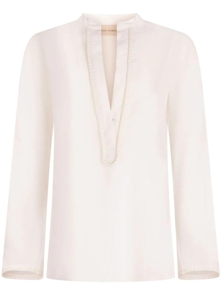 Silvia Tcherassi Shera split-collar blouse - White Cover