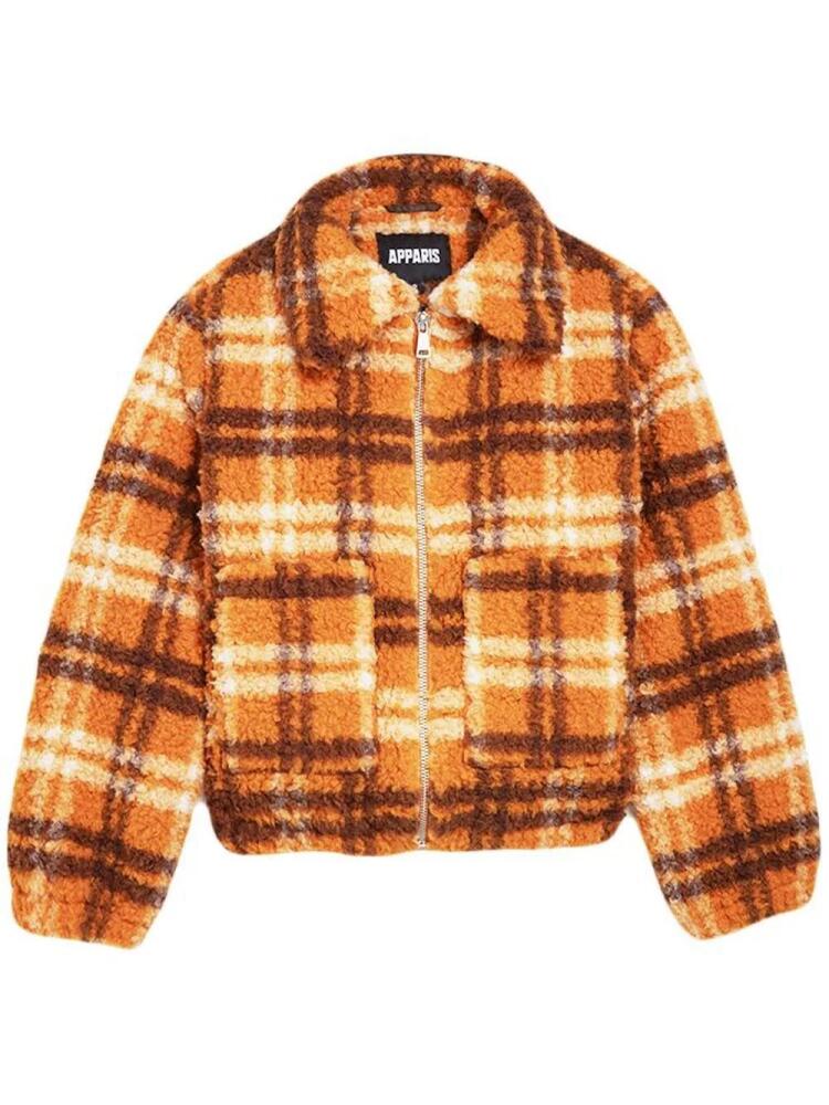 Apparis plaid-check print zipped jacket - Orange Cover