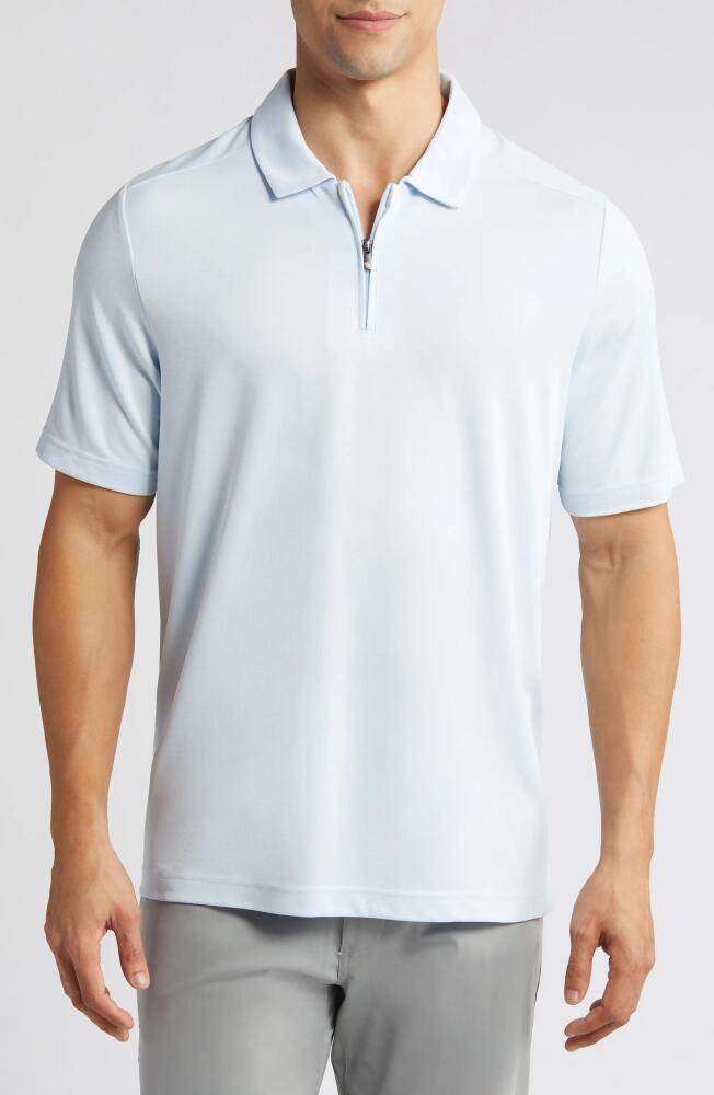 Johnston & Murphy Bird's Eye Quarter Zip Polo in Light Blue Cover