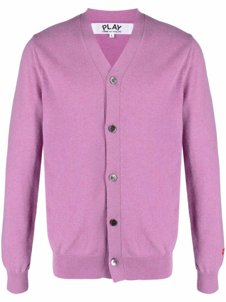 Comme Des Garçons Play Heart-patch wool cardigan - Purple Cover