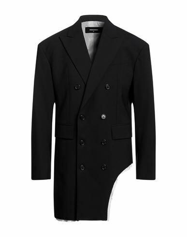 Dsquared2 Man Blazer Black Virgin Wool, Elastane Cover