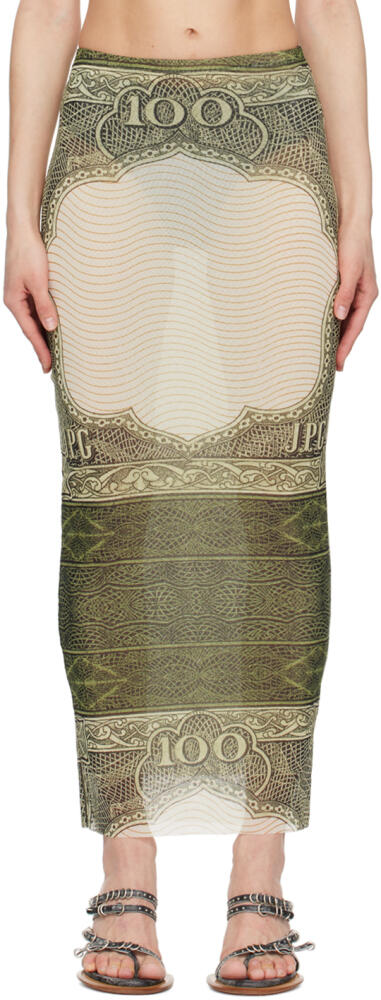 Jean Paul Gaultier Green & Off-White 'The Cartouche' Maxi Skirt Cover