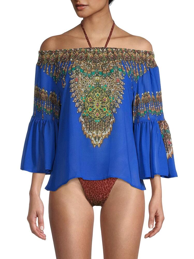 Ranee's Women's Off-The-Shoulder Coverup Top - Blue Cover