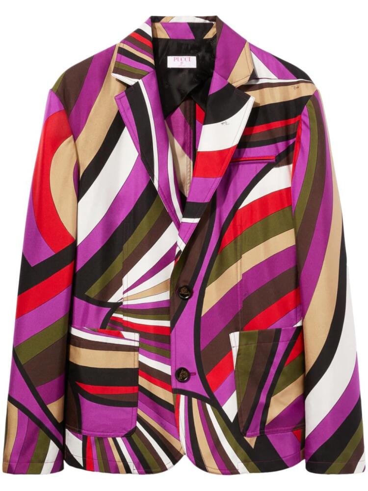 PUCCI abstract-print silk blazer - Pink Cover