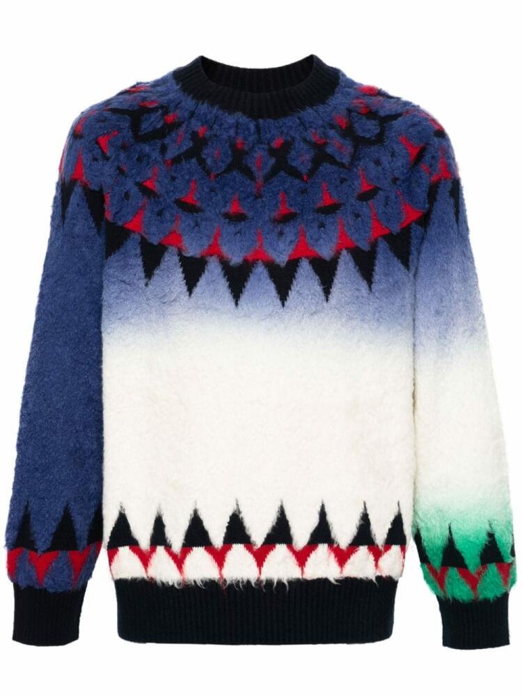 sacai patterned-jacquard knitted jumper - Blue Cover