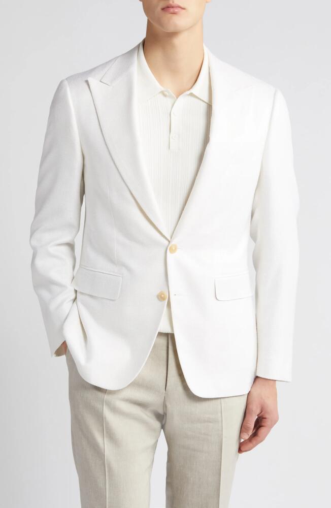 Canali Capri Trim Fit Solid Silk Sport Coat in White Cover