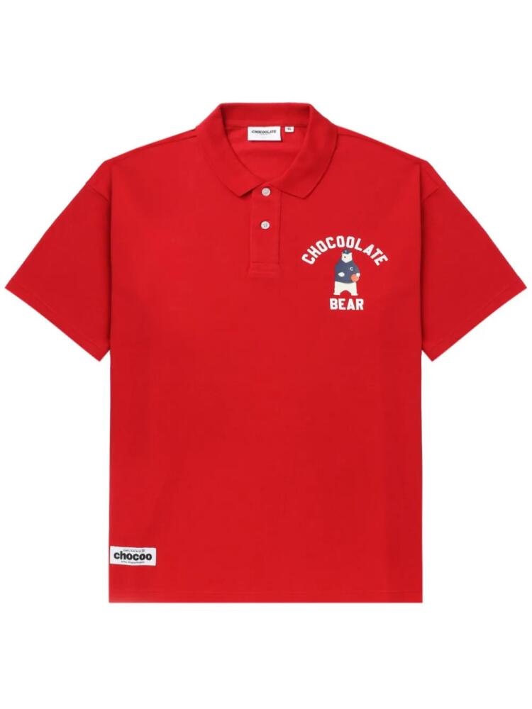 CHOCOOLATE logo-print cotton polo shirt - Red Cover