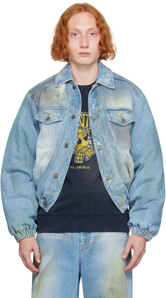 EGONlab Blue Padded Denim Bomber Jacket Cover