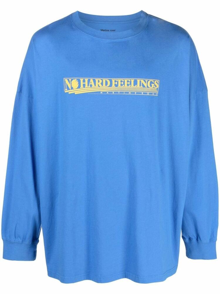 Martine Rose slogan print long-sleeve T-shirt - Blue Cover