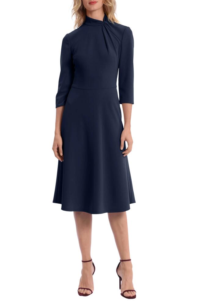 DONNA MORGAN FOR MAGGY Twist Collar Fit & Flare Dress in Twilight Navy Cover