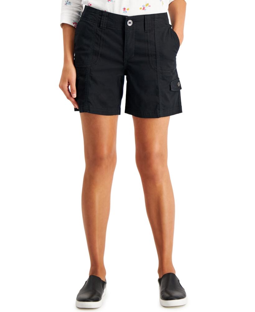 Style & Co Women's Comfort-Waist Cargo Shorts, Created for Macy's - Deep Black Cover