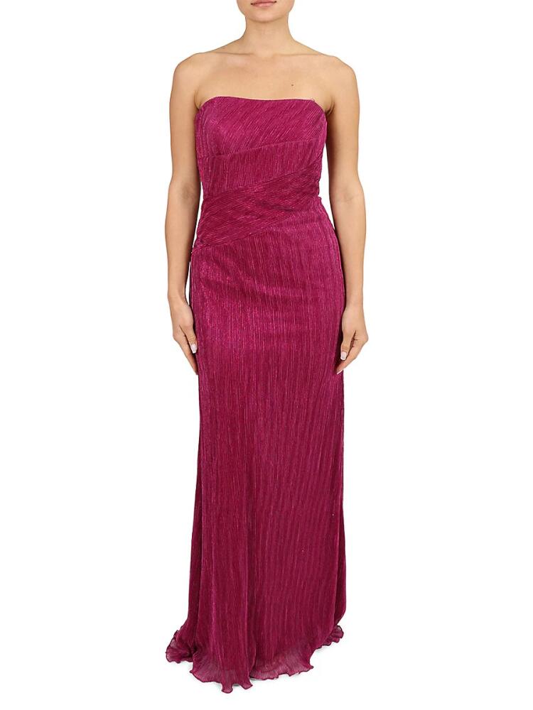 Rene Ruiz Collection Women's Metallic Strapless Gown - Fuchsia Cover