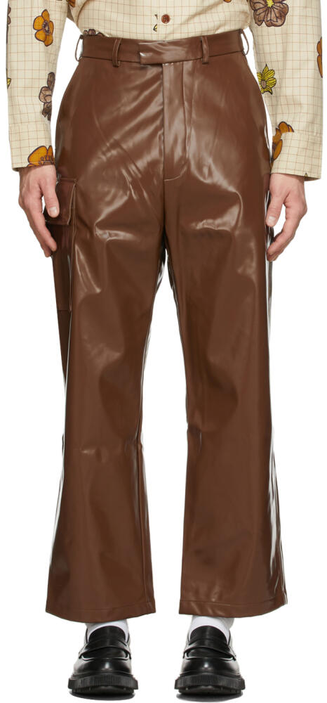 CMMN SWDN Brown PVC Jax Cargo Trousers Cover