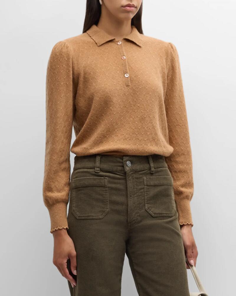 FRAME Scalloped Cashmere Polo Sweater Cover