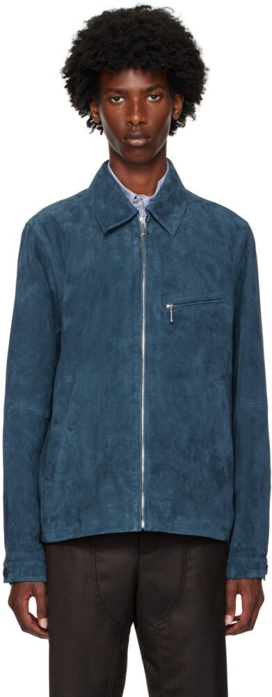 PS by Paul Smith Navy Zip Leather Jacket Cover