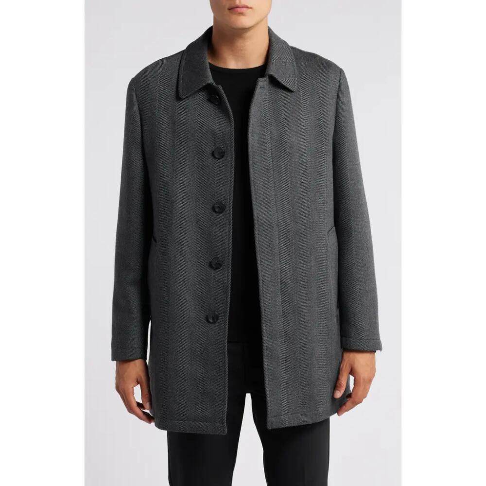 Nordstrom Wool Herringbone Coat in Grey Herringbone Grande Cover